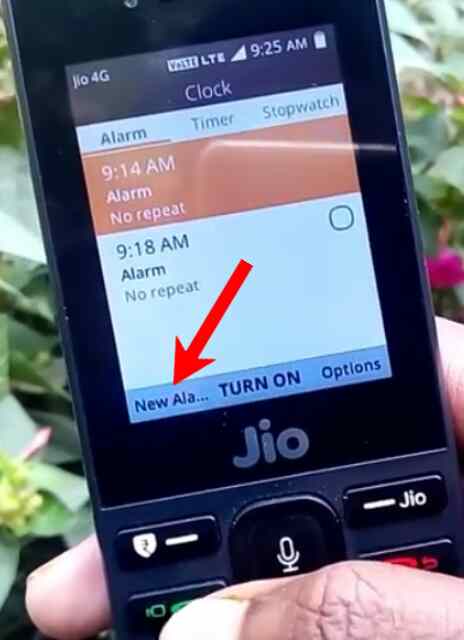 Jio Phone alarm Step 2